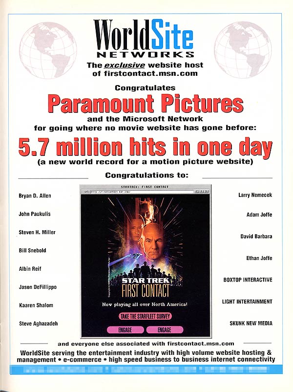 The Hollywood Reporter clipping from the Star Trek: First Contact campaign
